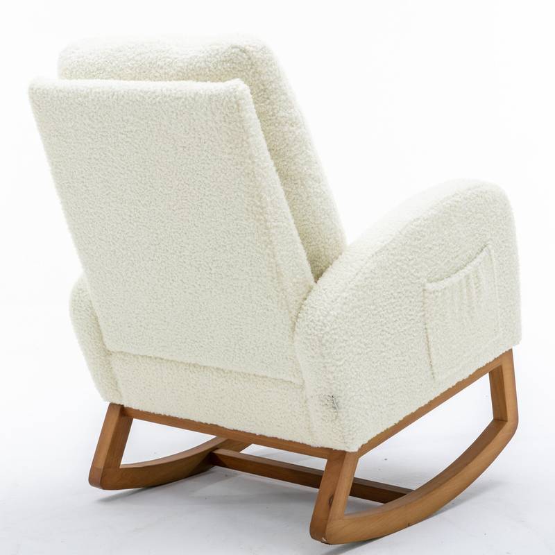 Comfy Rocking Chair with Wooden Legs