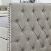 Beige Button-Tufted Twin Daybed with Storage Drawers