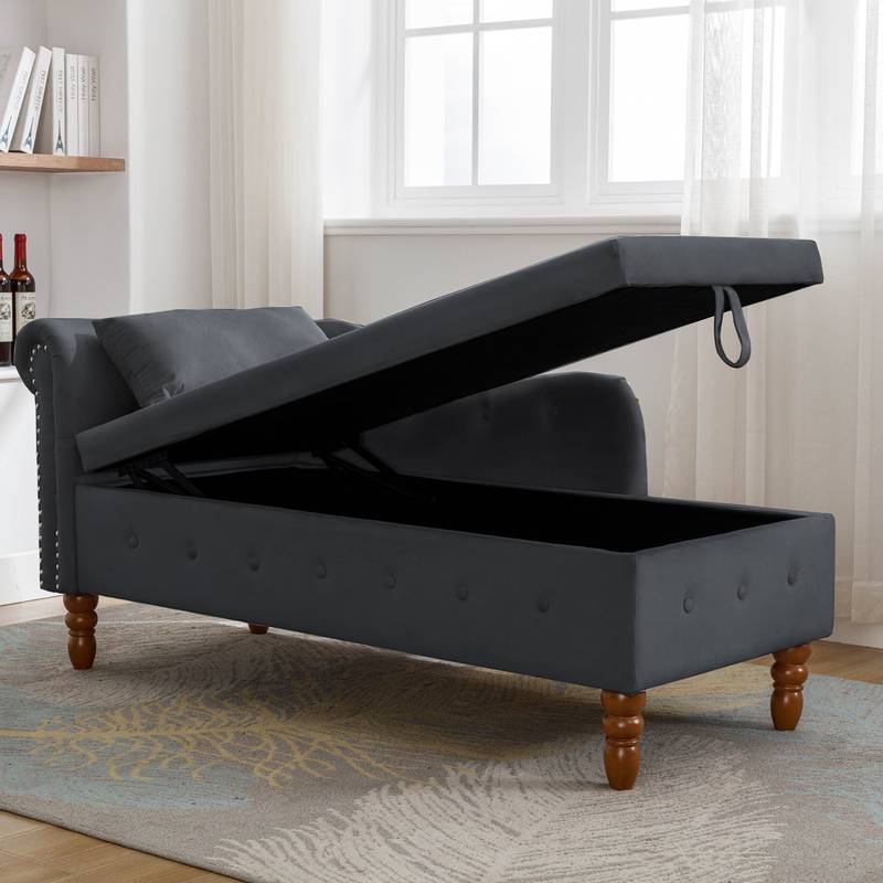 Velvet Dream Lounge Chair with Storage & Pillow