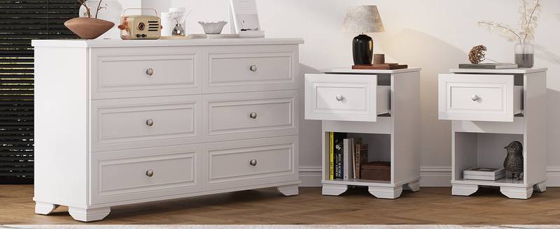 Chic Retro Bedroom Collection with Elegant Dresser and Nightstands