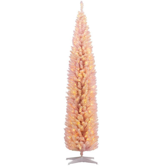 Cozy Pink Pre-Lit Slim Christmas Tree