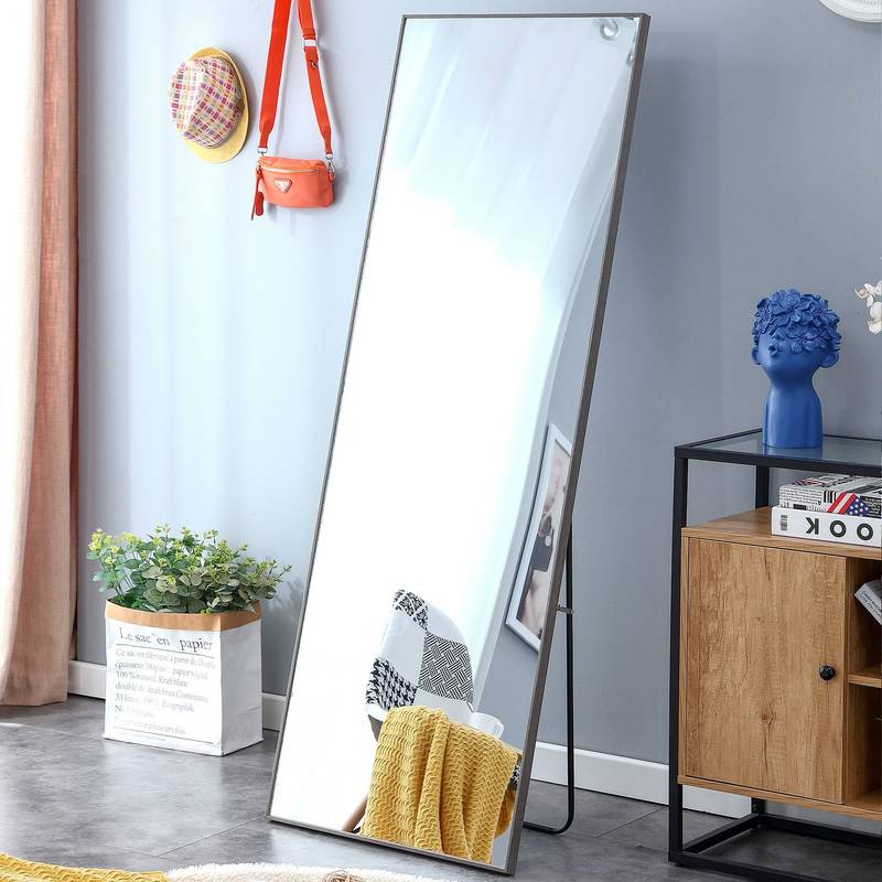 Chic Gray Full-Length Dressing Mirror