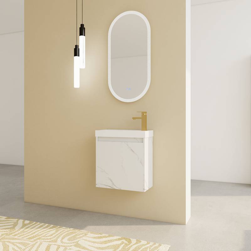 Chic Wall-Mounted Bathroom Vanity with Resin Sink & Quiet-Close Door