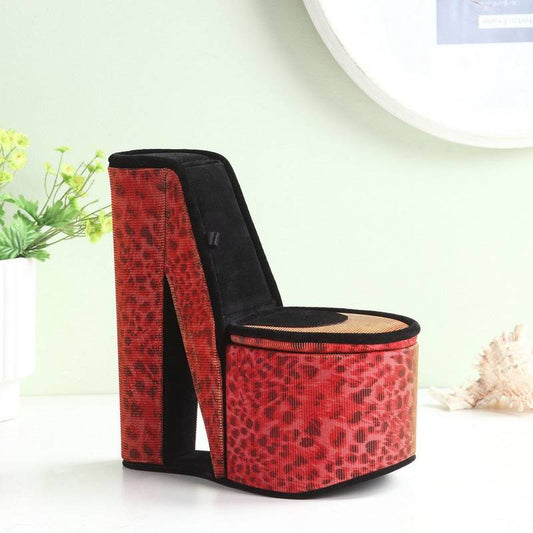Chic Leopard Print Jewelry Box with Hidden Storage