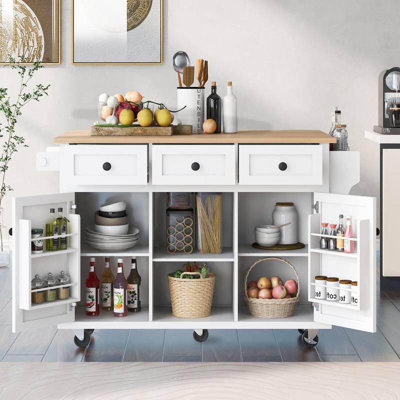 Versatile Kitchen Cart with Drop-Leaf Top and Storage