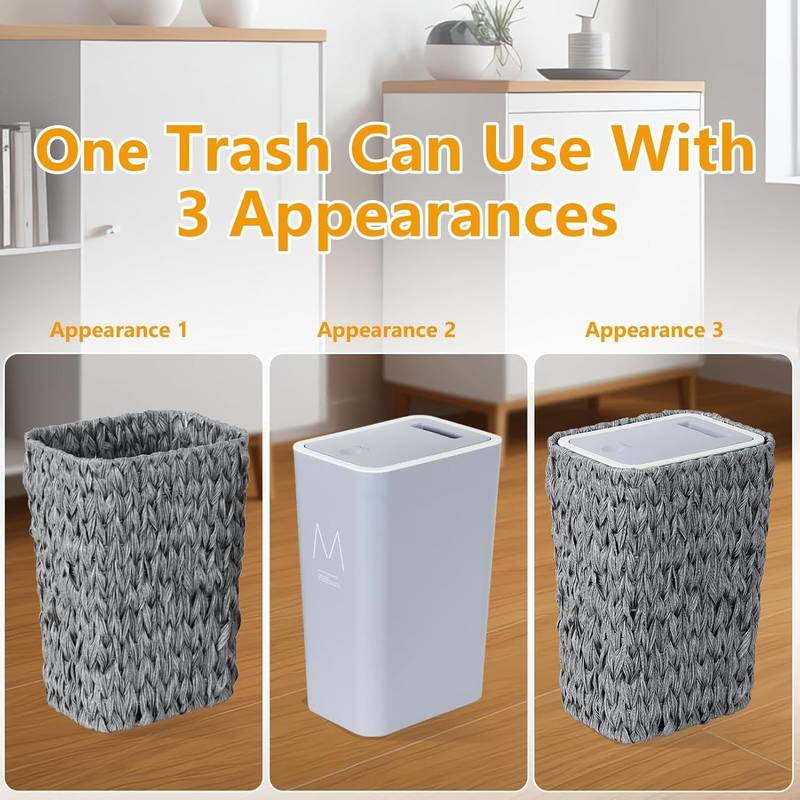 Chic Rattan Trash Can with Lid
