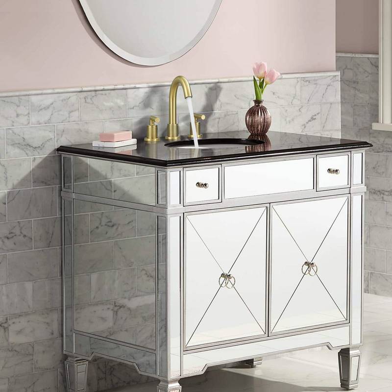 Brushed Gold Double Handle Bathroom Faucet Set
