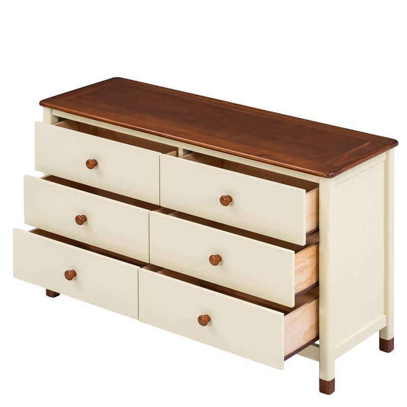 Charming Kids' Storage Dresser in Cream & Walnut
