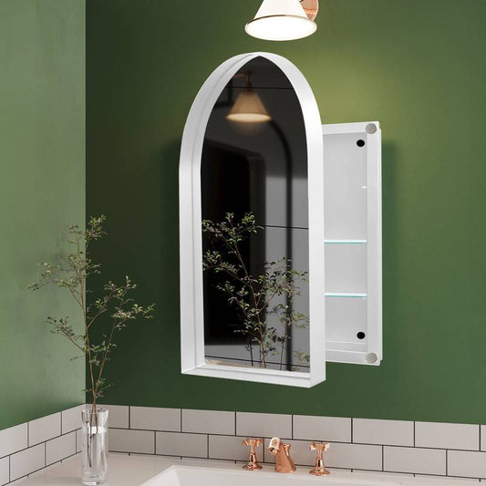 Chic Arched Medicine Cabinet with Mirror and Storage