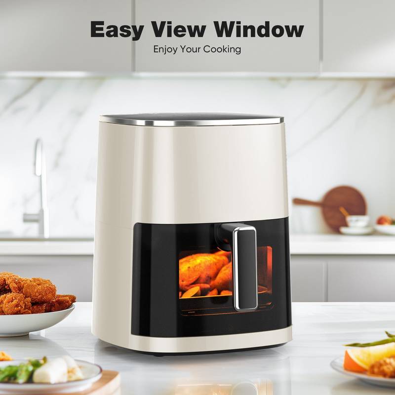 Versatile Beige Air Fryer with Window - Cook, Roast, Bake & More!