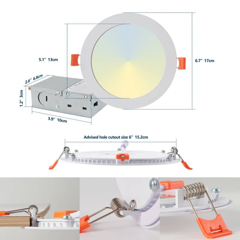 Ultra-Thin LED Recessed Lights - Dimmable & Color Changing, Pack of Twelve