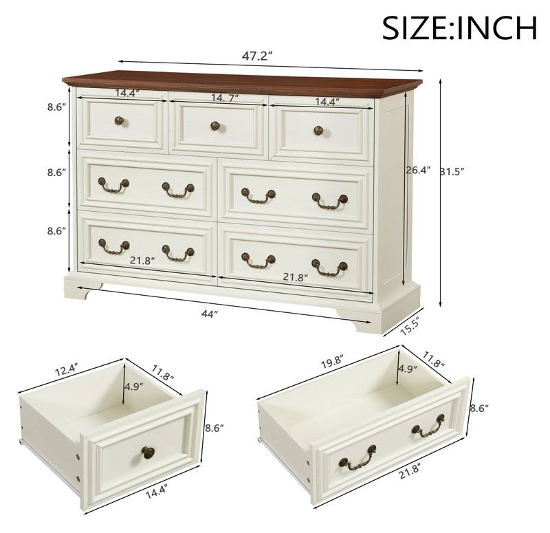 Rustic Charm 7-Drawer Dresser