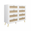 Chic Rattan-Front White Dressers with Gold Accents