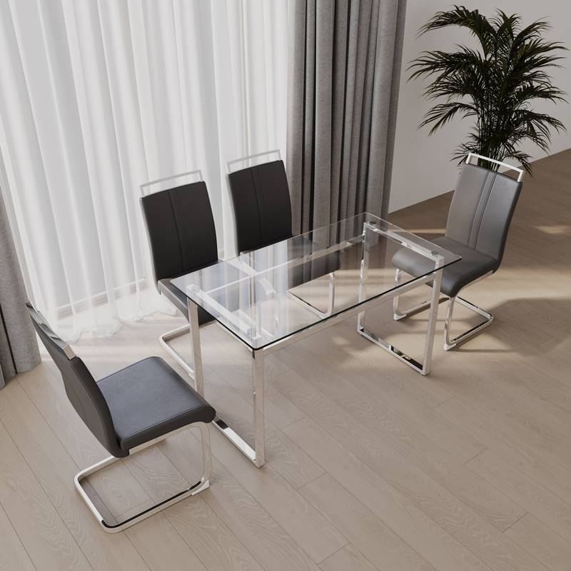 Elegant Glass Dining Set for Four
