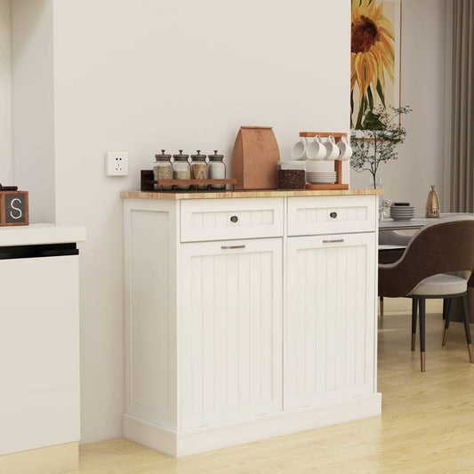 Stylish Tilt-Out Trash Cabinet with Drawers