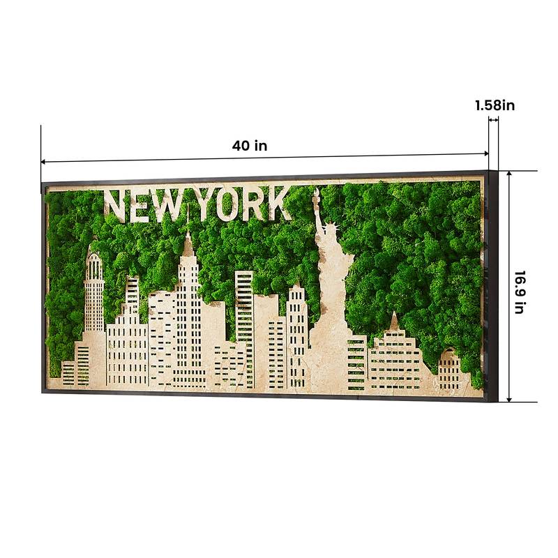 New York Skyline Moss Art
