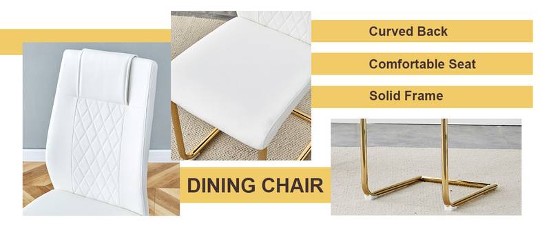 Chic Glass & White Chair Dining Set