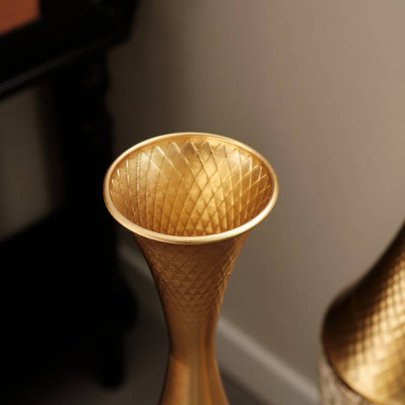 Chic Woven Metal Vase Trio