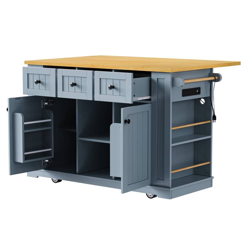 Versatile Rolling Kitchen Island with Drop Leaf & Storage