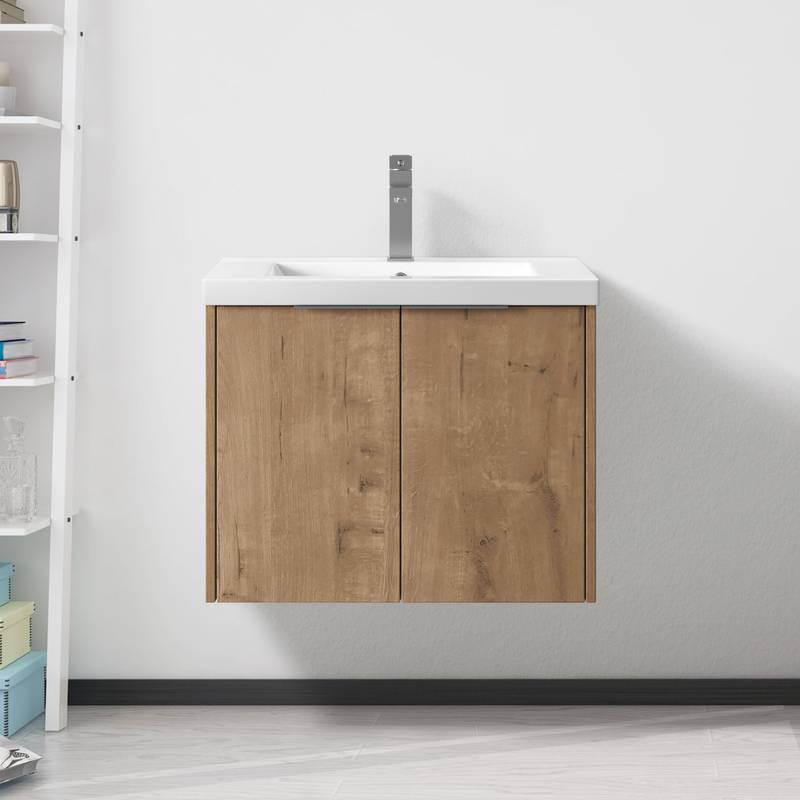Sleek Floating Bathroom Sink Cabinet with Soft Close Doors