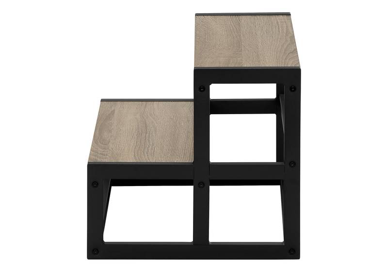 Chic Black Metal Step Stool with Dark Taupe Finish