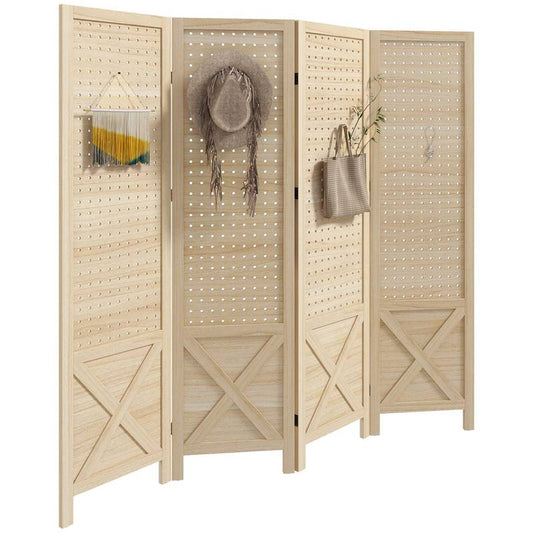 Natural Wood Folding Privacy Screen