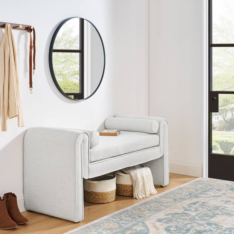 Cozy Linen Bedroom Stool - Versatile and Stylish in White