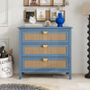 Chic Rattan Three-Drawer Nightstand