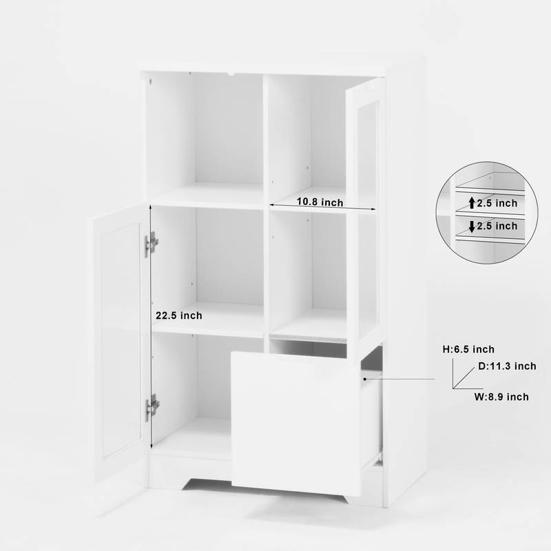 Chic White Glass Door Cabinet