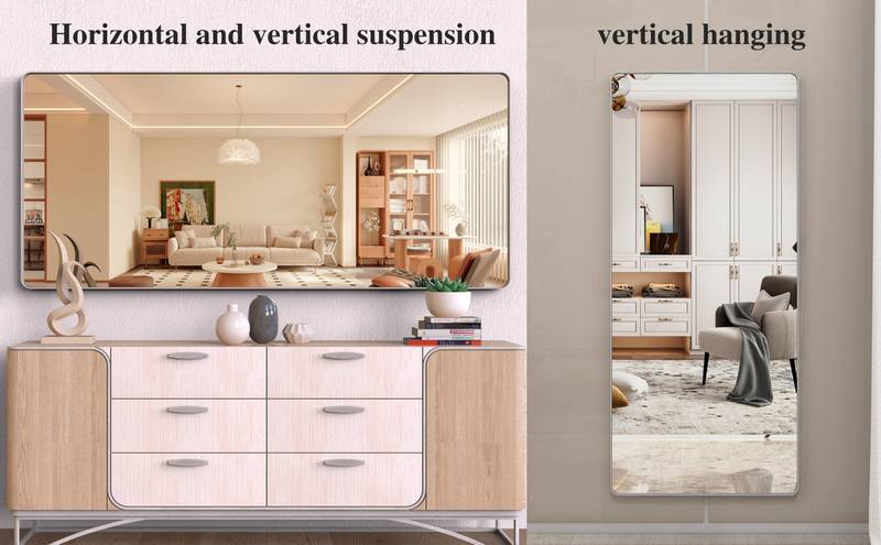 Stylish Full-Length Wall Mirror with Removable Tray