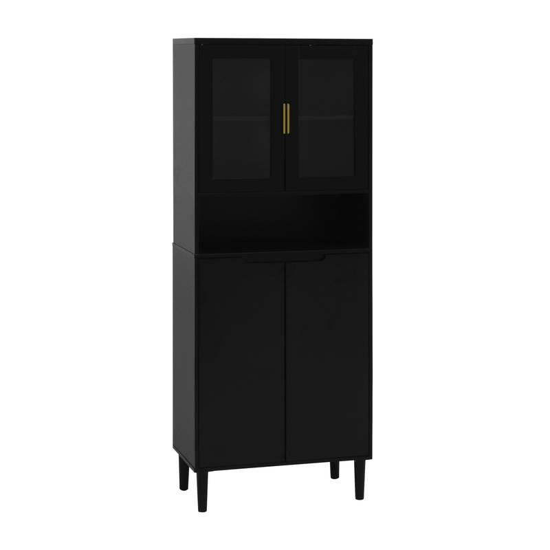 Sleek Adjustable Glass Door Bookcase - Black storage for Living & Bedroom