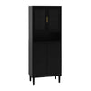 Sleek Adjustable Glass Door Bookcase - Black storage for Living & Bedroom
