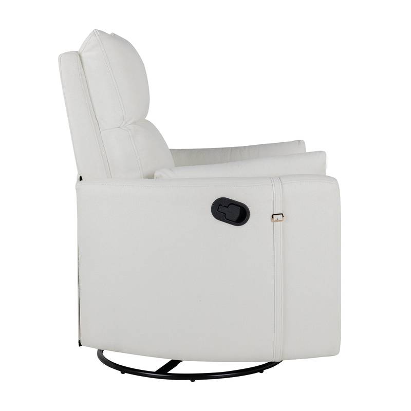 Cozy Beige Swivel Rocker Recliner with Pillows