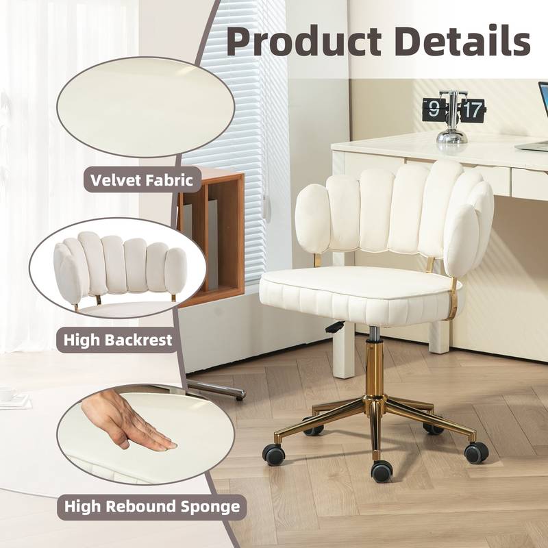 Chic Velvet Swivel Desk Chair