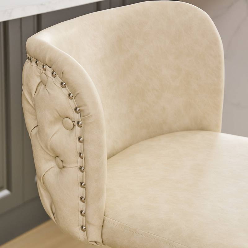 Chic Beige Swivel Bar Stools - Set of Two