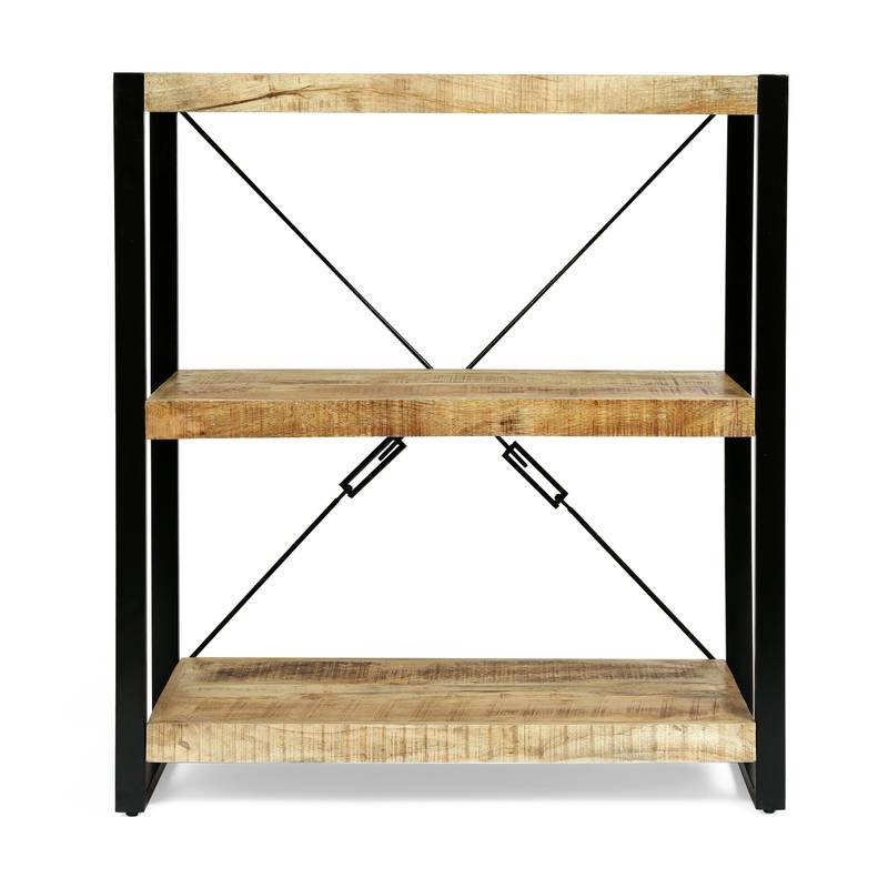 Rustic Iron & Wood Shelf Stand