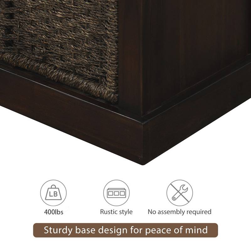 Rustic Rattan Storage Bench