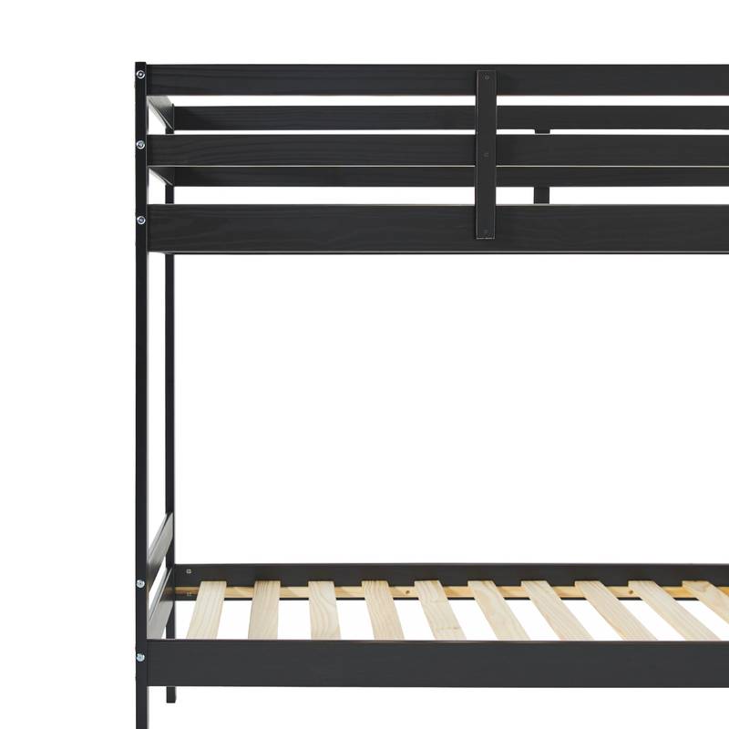 Chic Black Twin Bunk Bed in Solid Wood