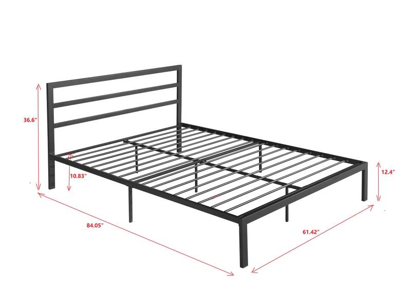 Chic Charcoal Queen Bed Frame with Headboard