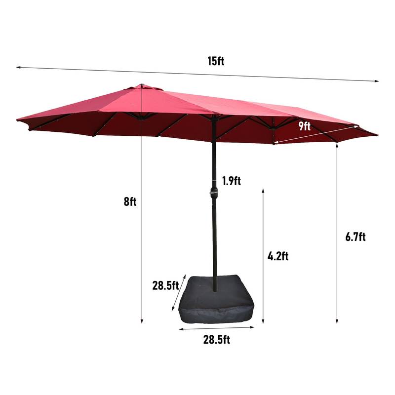 Vibrant Double-Sided Patio Umbrella with Base