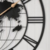 Sleek World Map Wall Clock with Gold Accents