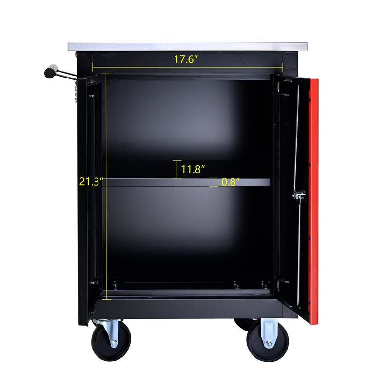 Versatile Double-Door Tool Cart - Black & Red
