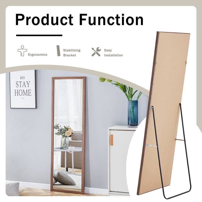 Elegant Wood Grain Full-Length Mirror