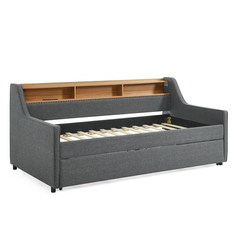 Cozy Twin Sofa Bed with LED Lights & Wireless Charging