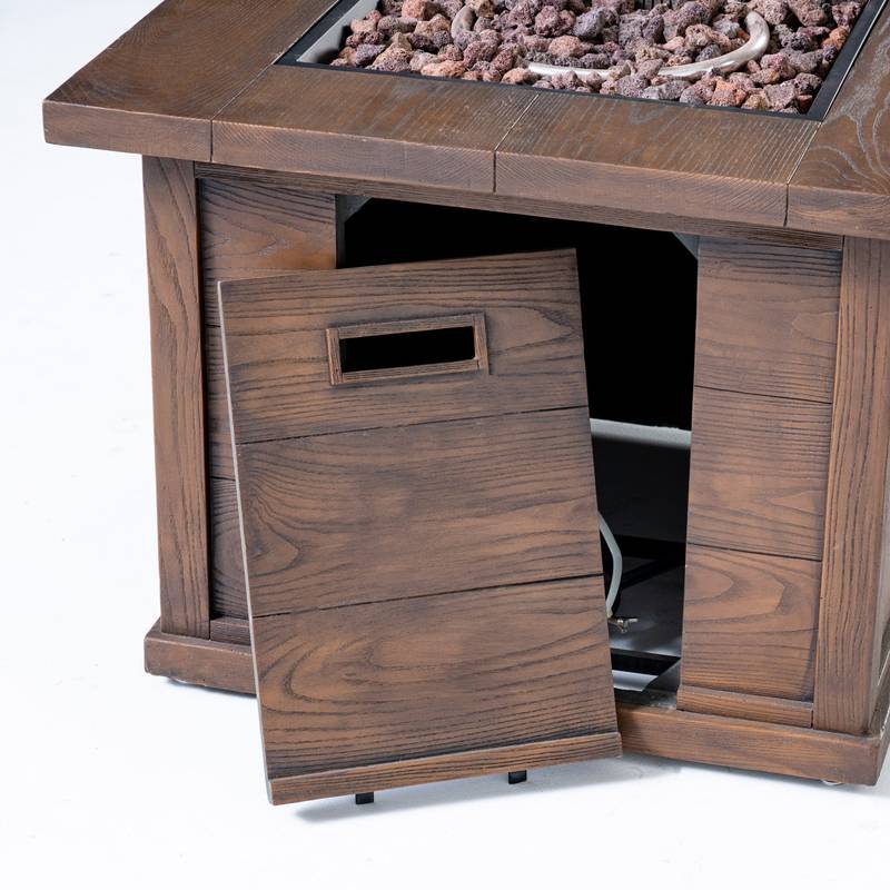 Cozy Brown Square Gas Fire Pit