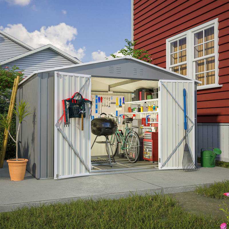Spacious Outdoor Tool Shed with Lockable Doors - Durable All-Weather Design