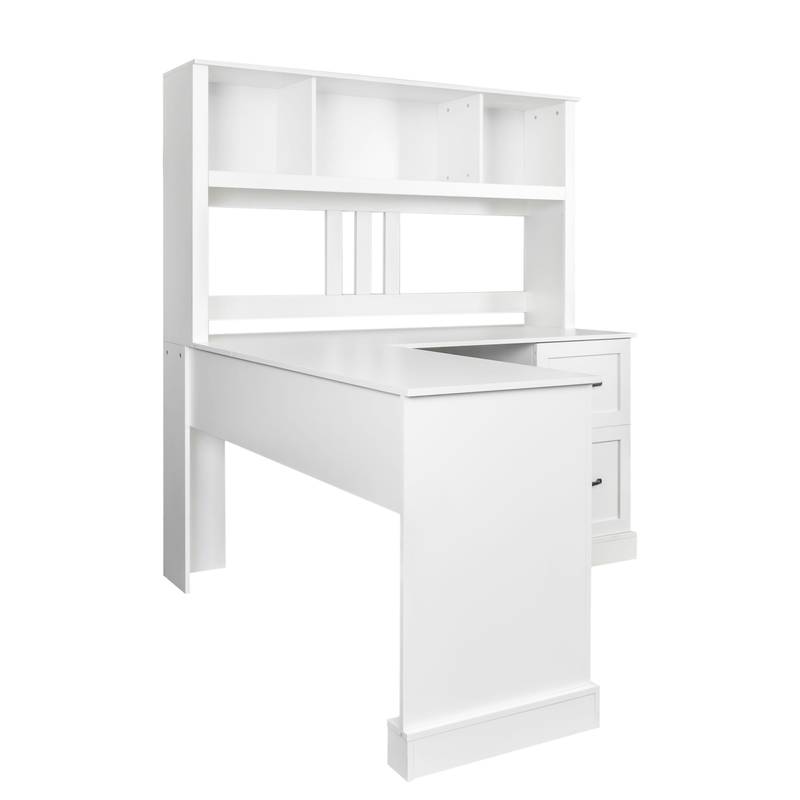 Chic White Desk with Hutch for Home Office