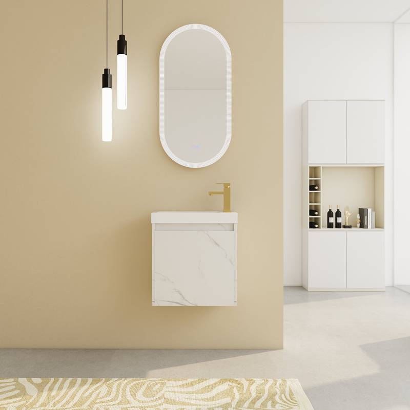 Chic Wall-Mounted Bathroom Vanity with Resin Sink & Quiet-Close Door