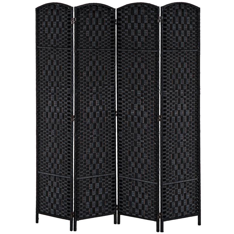 Chic Wicker Room Divider - Black Privacy Screen