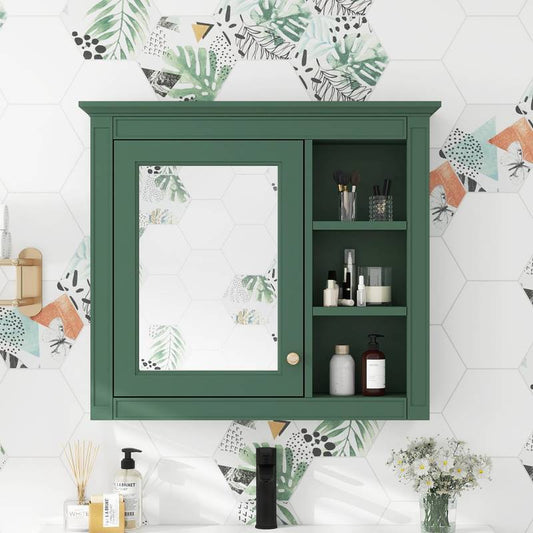 Sleek Mirror Medicine Cabinet with Open Shelves